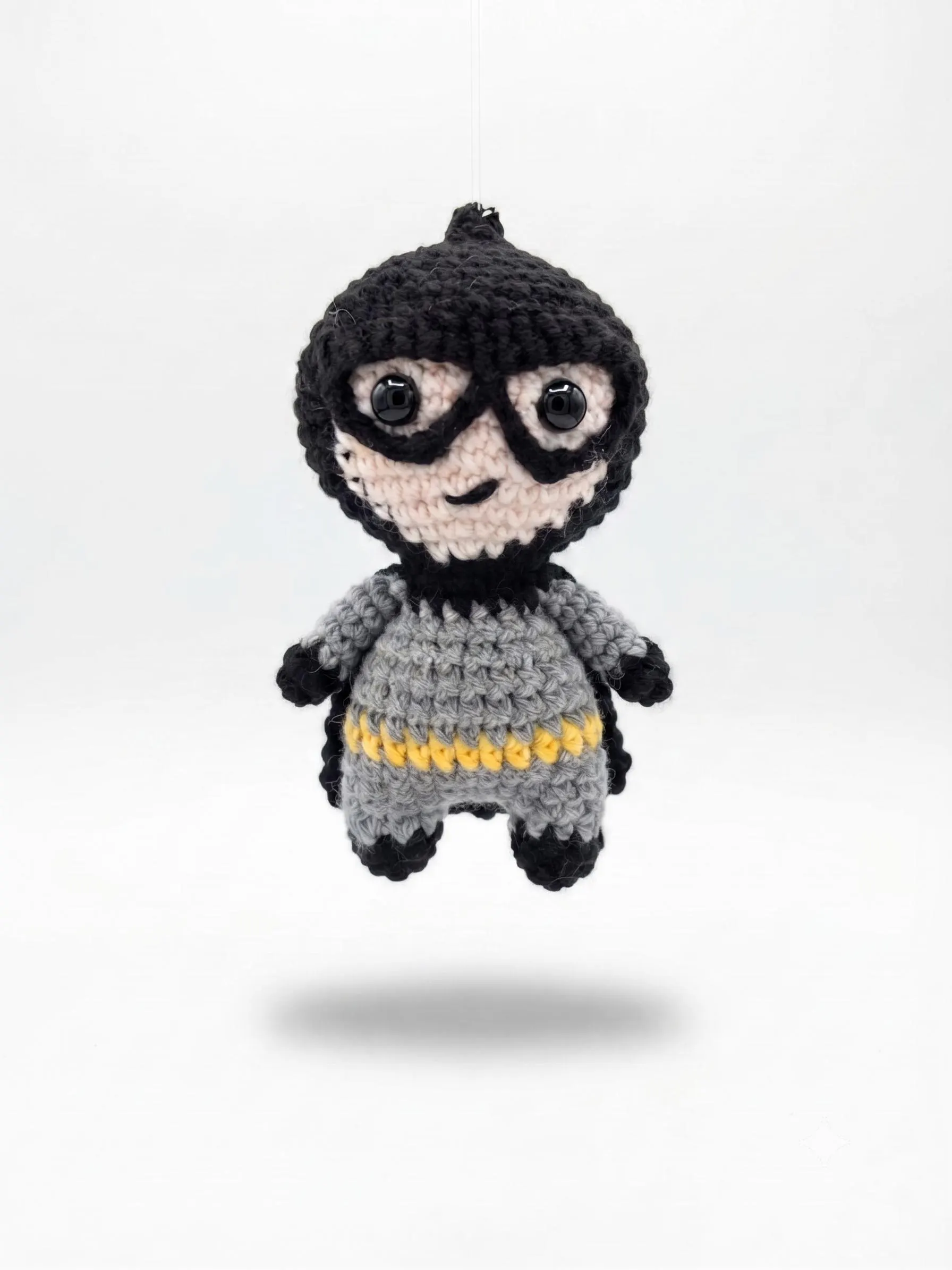 Handmade Amigurumi Keychains, Crochet Superhero and Pop Culture Figures, Durable Bag Accessory Badman