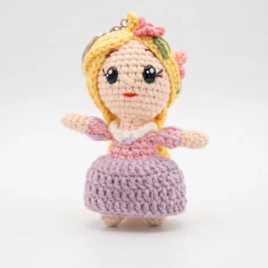 Crocheted Princess Keychain, Amigurumi Dolls Bag Charm Rapunzel