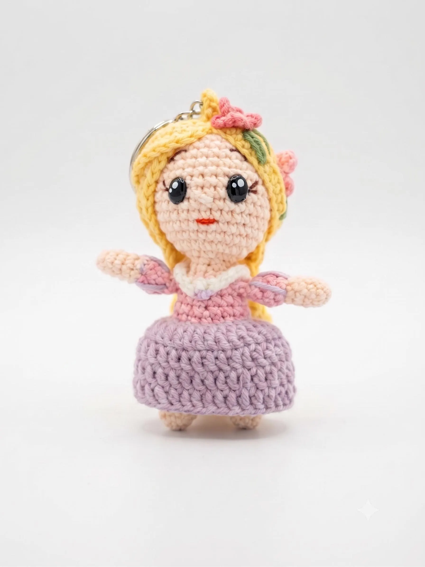 Crocheted Princess Keychain, Amigurumi Dolls Bag Charm Rapunzel