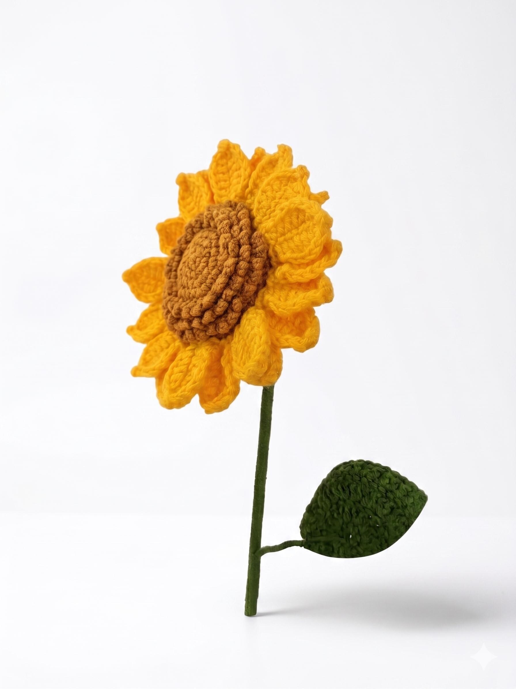 Crochet Sunflower Decor, Amigurumi Flower, Desk Plant, Knitted Artificial Flower, Everlasting Gift
