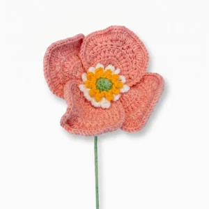 Crochet Red Rose Flower Decor, Handmade Knitted Amigurumi Desk Plant, Everlasting Gift type 33