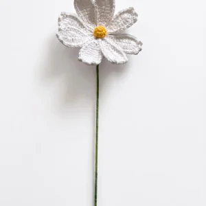 Handmade Cosmos Bloom, Realistic Knitted Floral Stem, Unique Yarn Art for Home Decor type 66